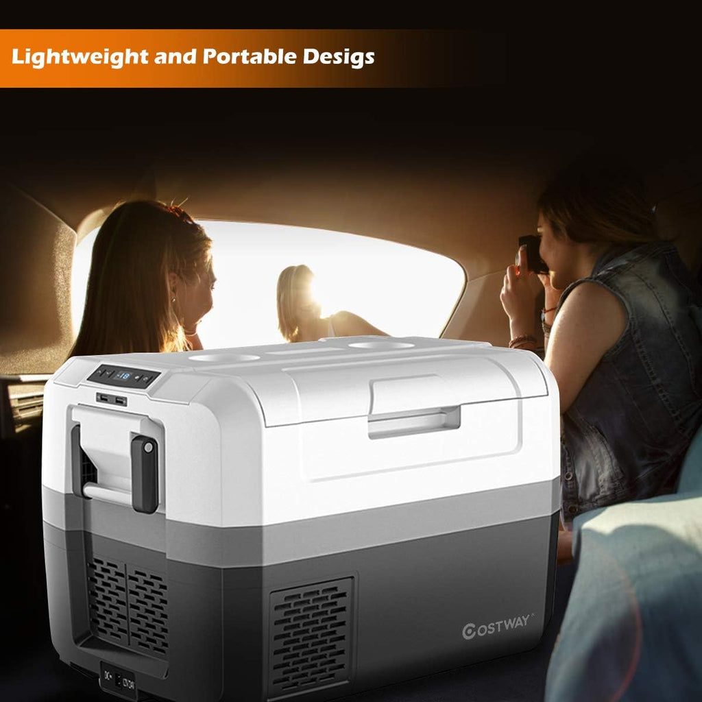 COSTWAY Portable Car Refrigerator, -14.8°F to 50°F, 48-Quart Compressor Travel Fridge with Two-way Open Door, Operating Panel, Groove Design, Compact RV Freezer and Cooler for Outdoor and Home Use