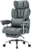 Efomao Big and Tall Office Chair 400lbs – High Back Executive Chair with Swivel Base, PU Leather Upholstery, Lumbar Pillow, Padded Armrests, and Rolling Wheels，Dark Grey Computer Chair