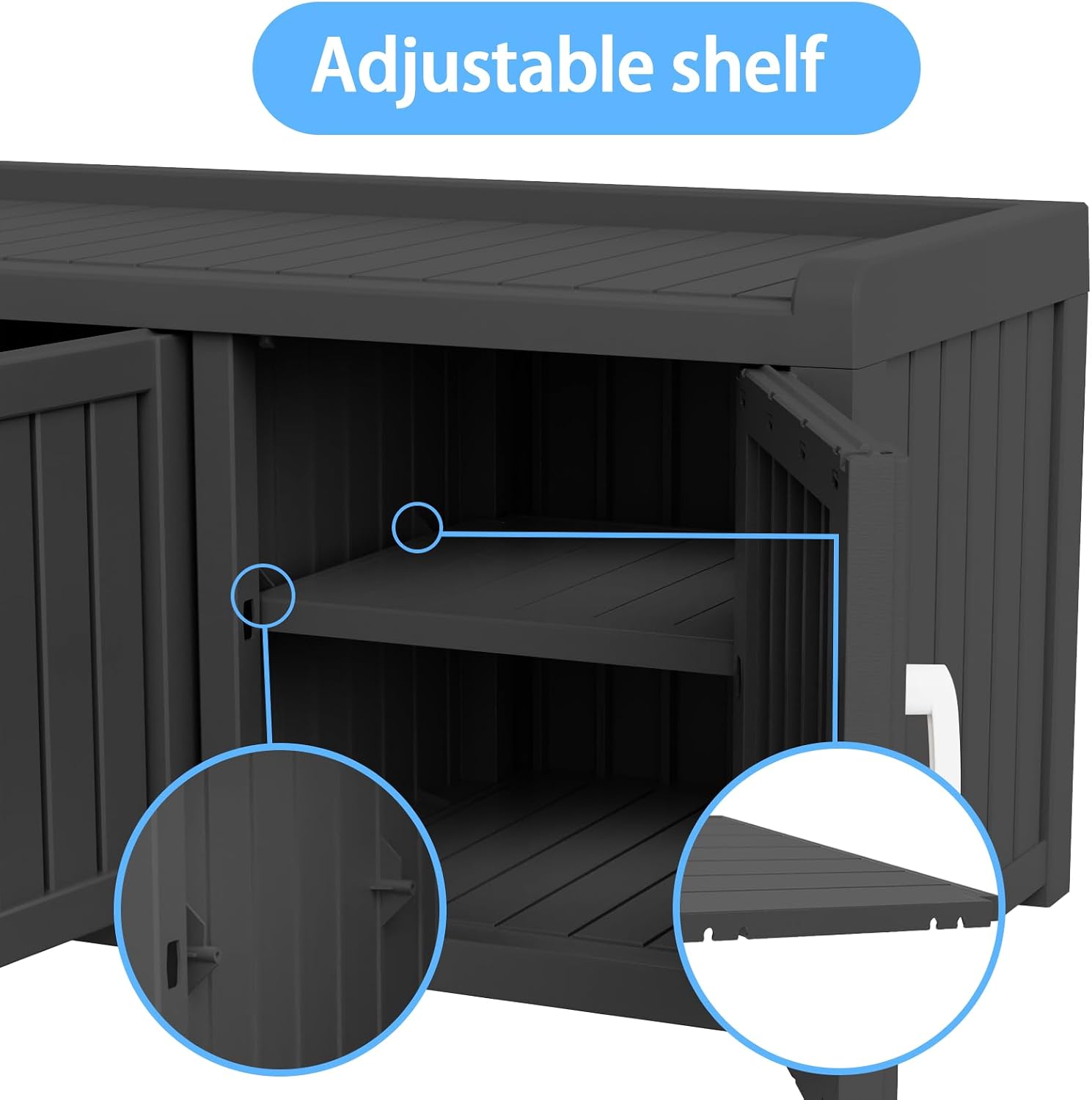 Trygoal3 Doors Shoe Bench, Waterproof & UV-Resistant, Resin Shoe Cabinet Indoor & Outdoor Use, Entryway Bench with Adjustable Shelves & Hidden Storage Space for Bedroom, Hallway, Grey