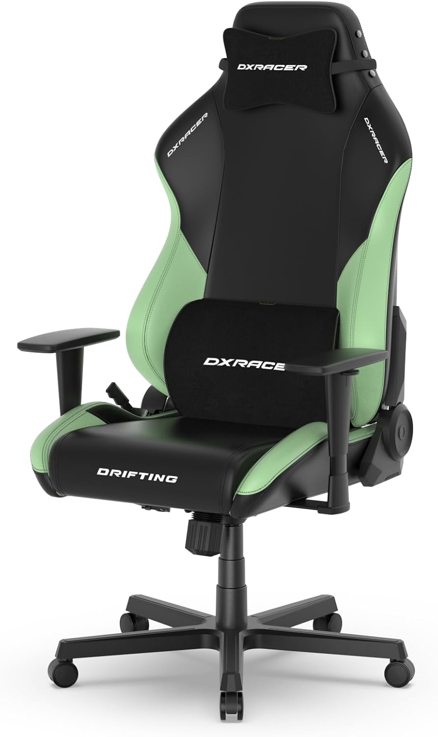 DXRacer Drifting L Ergonomic Video Gaming Chair with Lumbar Support and Headrest, Office Reclining Computer Chair for Adults, Racing Style Height Adjustable (EPU Leatherette, Black Green)
