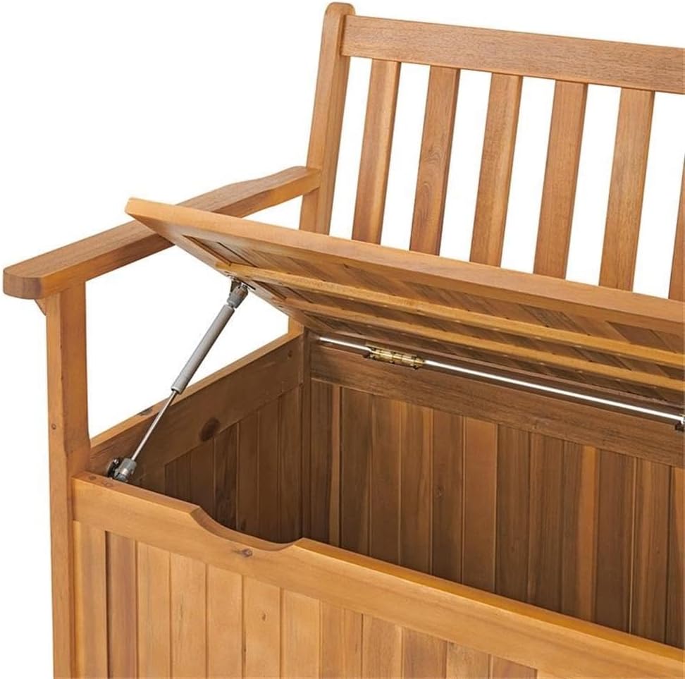 Londonderry 47 in. W Acacia Wood Outdoor Storage Bench, Store Blankets, Cushions, 100% Weather Resistant Wood, Perfect for Modern Garden Setting, Outdoor Furniture, Patio Bench, Garden