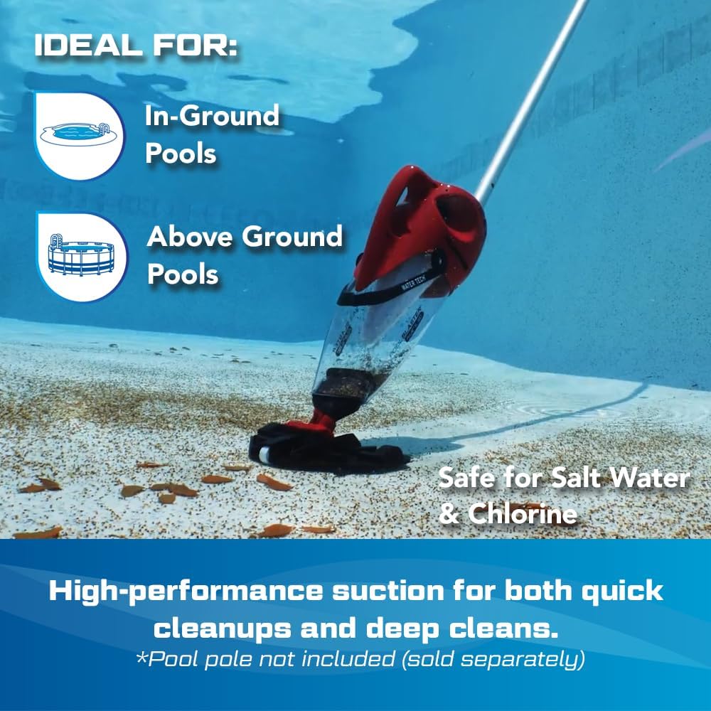 POOL BLASTER Pulse XL 350 American-Engineered Cordless Pool Vacuum with Auto-Start Sensor – Hoseless Vac with XL Debris Chamber for Inground, Above Ground Swimming Pools - 10.5' Head & 60 Min Runtime