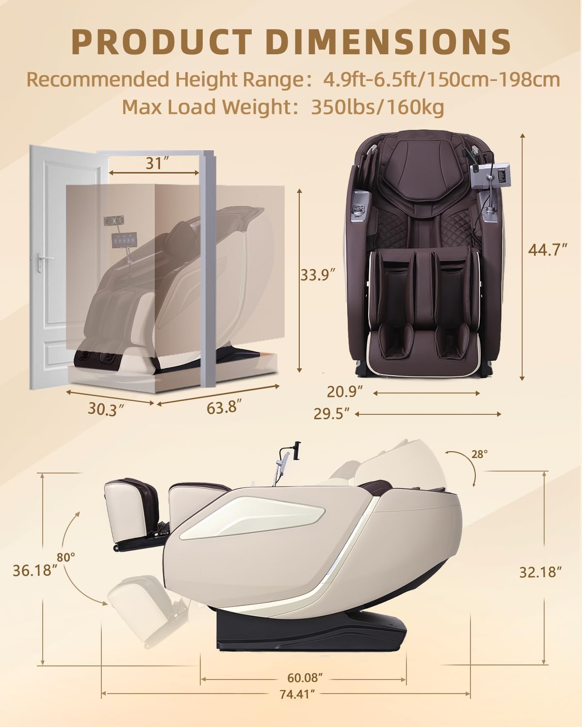 Full Body Zero Gravity Massage Chair with Body Scan 4D Intelligent Shiatsu Strecth Massage, Back/Leg Heated with AI Voice Control Bluetooth Speaker Airbags SL Track Massage Coffee