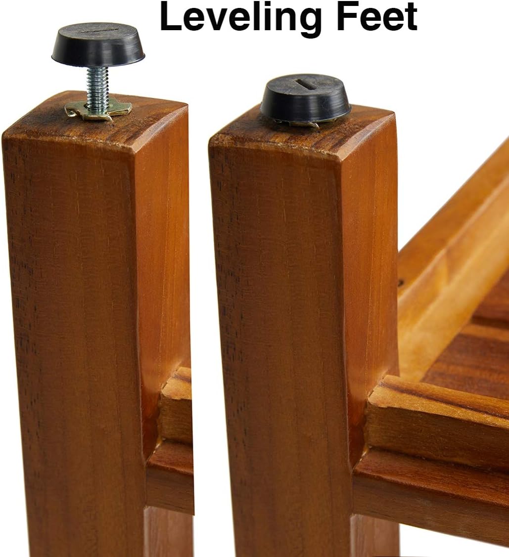 TeakCraft Teak Shower Bench with Shelf 30 inch Wood Spa & Shower Stool - Fully Assembled, The Liv