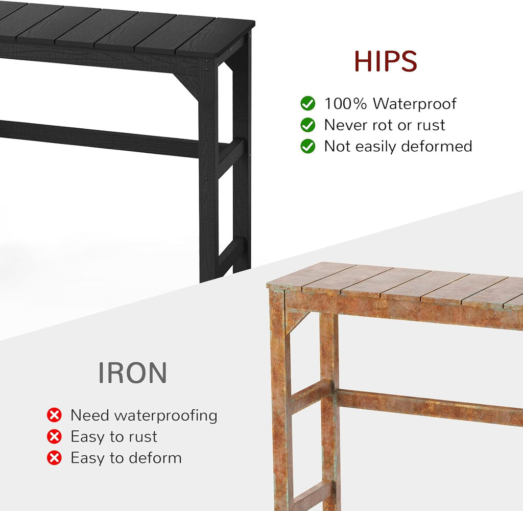 Stoog All-Weather Patio Bar Table, Outdoor Bar Table with Adjustable Feet, Patio Counter Bar Height Tables with Waterproof Top, Never Fade or Rot, for Garden, Balcony, Deck, and Poolside, Black