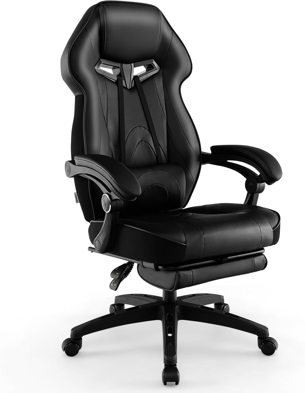 Giantex Gaming Chair with Footrest for Adults, Reclining Video Game Chair w/Lumbar Support, Racing Style Ergonomic Office Computer Chair, Height Adjustable Swivel Gamer Chair for Gaming (Black)