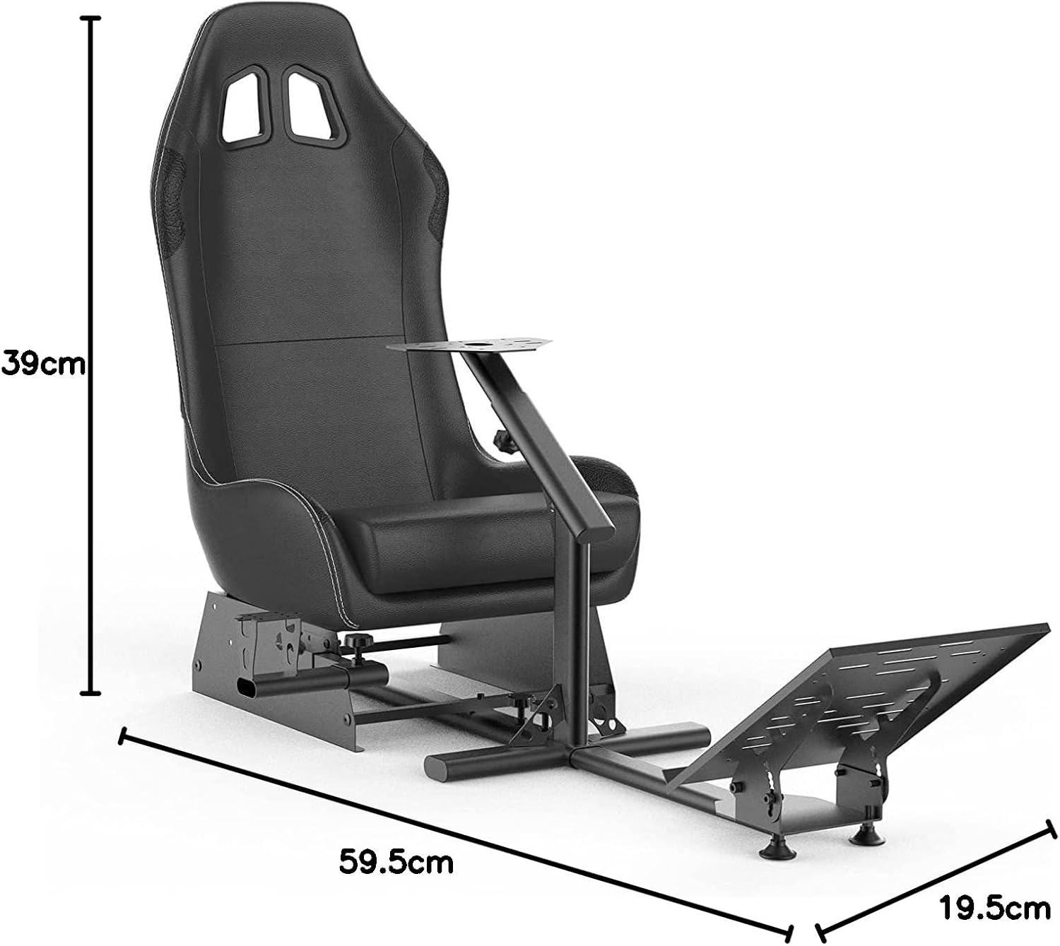 Sim Racing Cockpit with Seat | Compatible with G29 G920 G923 T248X T248 T300RS TX F458 T500RS| Easy to Install Racing Wheel Stand for PS5, Xbox, PC Gaming (Black/Black)