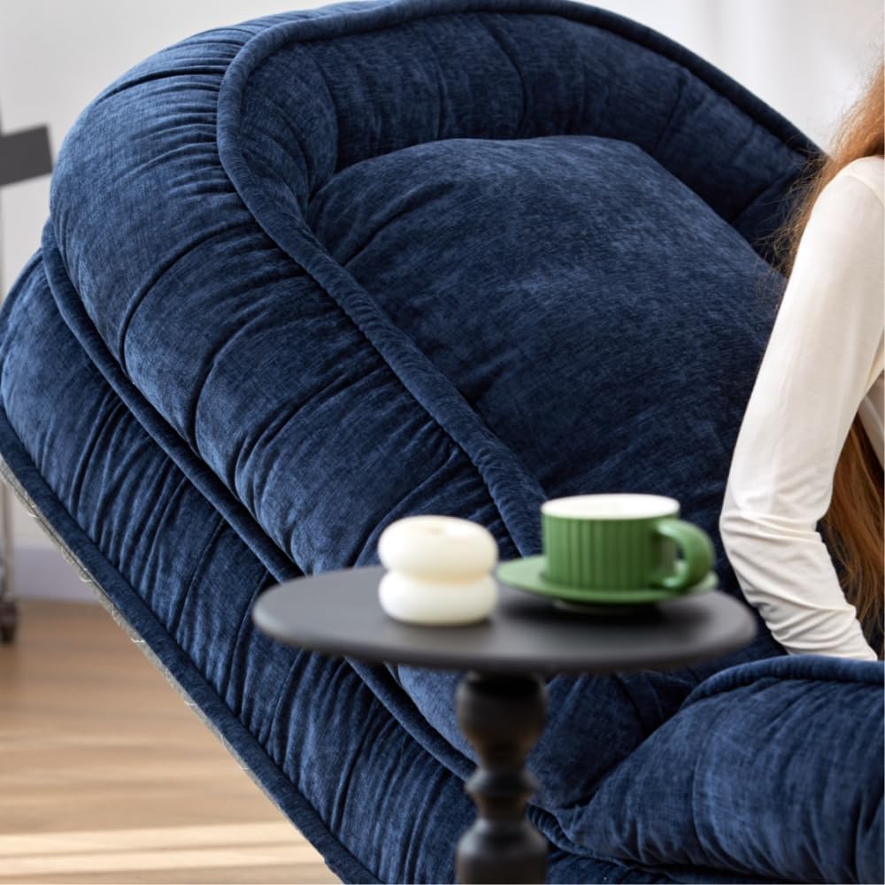 LouannTatami Foldable Lazy Sofa Bed Floor Chair - Adjustable Human Dog Bed for Adults Kids Floor Seats - Cozy Small Couch for Home Living Room(Blue)