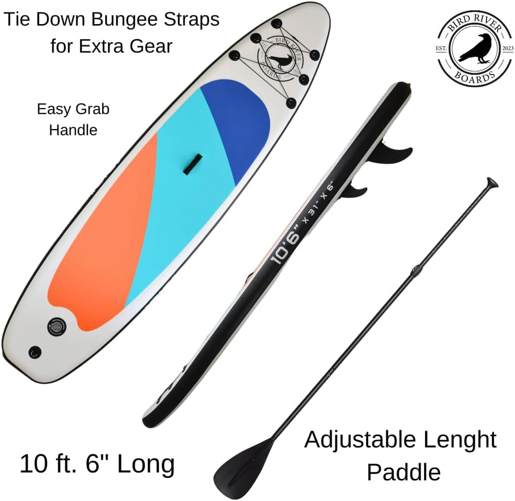 Inflatable Stand Up Paddle Board with SUP Accessories, Anti-Slip EVA Deck, 10'6'' Inflatable Paddle Boards for Adults & Youth of All Skill Levels