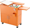VINGLI Patio Cooler, Ice Chest with Storage Cabinet, Bottle Opener Drainage, Outdoor Cooler for Party, Deck, Pool