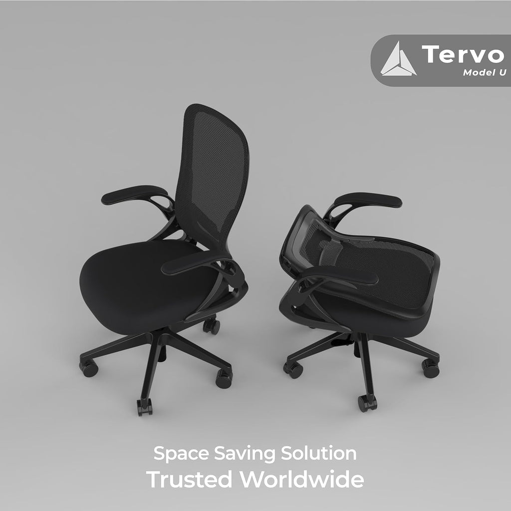 Tervo Model U Folding Office Chair Ergonomic Mesh Computer Chair for Small Room Adults Kids