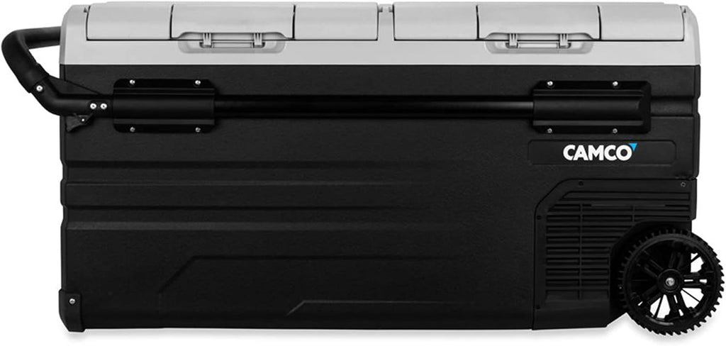 Camco 51522 CAM-950 Portable Refrigerator, AC 110V/DC 12V Compact Fridge/Freezer with Dual Zone Cooling, 95-Liter - Keeps Food and Drinks Cold While On-the-Go - Ideal for Road Trips, RVing, Camping
