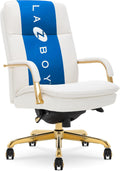 La-Z-Boy Opus Ergonomic Bonded Leather Swivel Executive Chair, White and Gold (CCHR10015A)