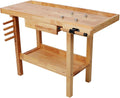 55' Rubber Wood Workbench, Heavy Duty Work Bench with Drawer& Shelf, Work Bench Table for Garage, Workshop, Home Storage, Woodworking Bench, 330 lbs Weight Capacity (48')