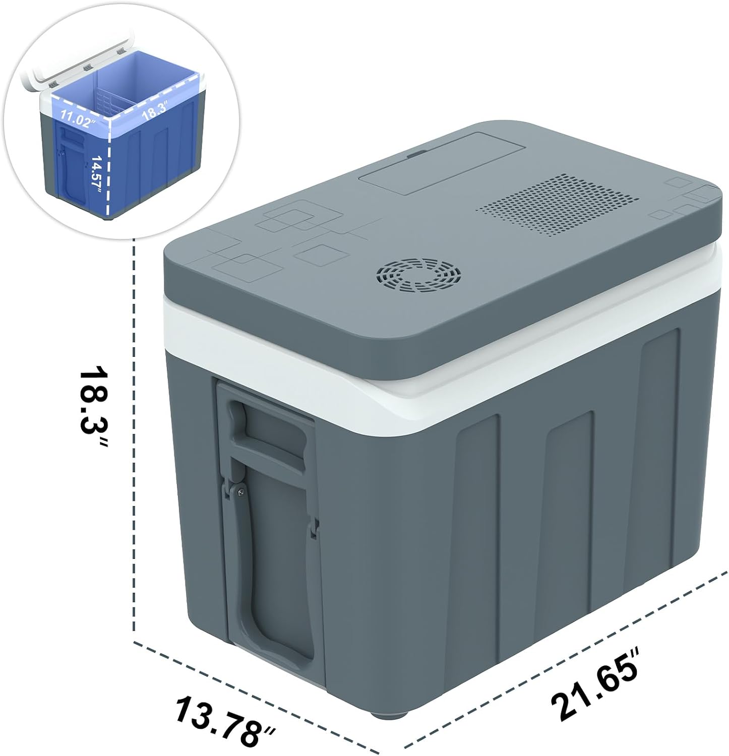 Kikihuose 12V Electric Cooler & Warmer 48 Qt (45L) Car Refrigerator with Wheels Handle, Portable Thermoelectric Fridge for Travel Camping Vehicles Truck RV Road Trips, 12V DC & 110V AC Home