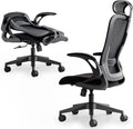 Tervo Model U | Folding Office Chair for Small Spaces | Gaming Chair for Adults & Kids | Ergonomic Mesh Computer Chair for Bedroom | Foldable Desk Chair for Home Work (Midnight Black Headrest)