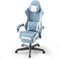 Soontrans Blue Gaming Chair, Fabric Ergonomic Computer Chair with Footrest and Linkage Armrest for Adult, High Back Office Game Chair with Massage Lumbar Support