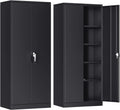 INTERGRAET Metal Storage Cabinet with Adjustable Shelves, Garage Storage Cabinets with Doors and Shelves, File Cabinets for Home Office, Kitchen Pantry Cabinet, 72''H, Black