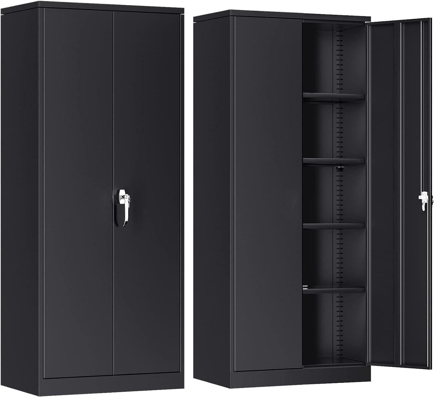 INTERGRAET Metal Storage Cabinet with Adjustable Shelves, Garage Storage Cabinets with Doors and Shelves, File Cabinets for Home Office, Kitchen Pantry Cabinet, 72''H, Black