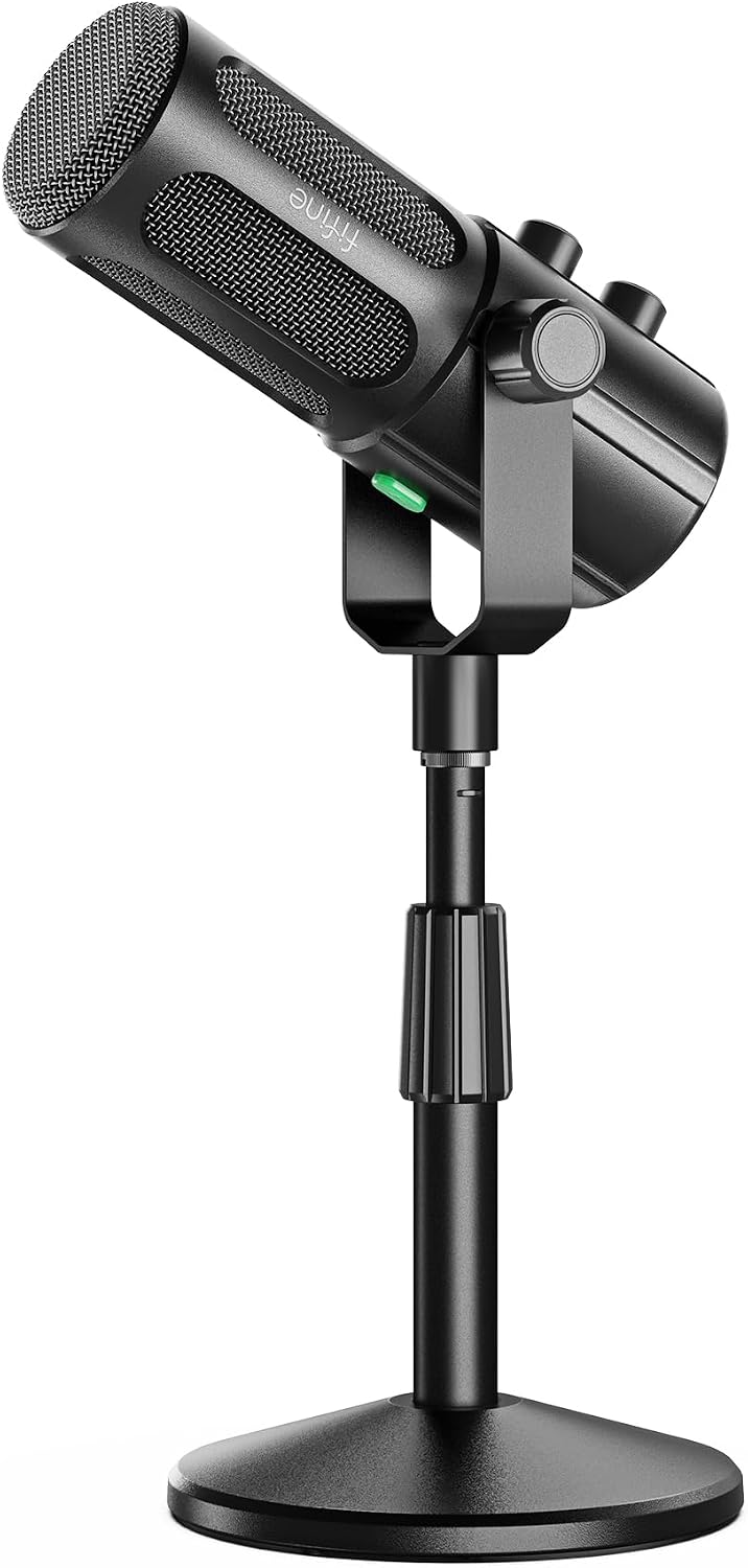 FIFINE AmpliTank TANK6S Vocal-Dynamic-Microphone, XLR-USB-Podcast-Microphone with Desktop Stand, Mute Button, Volume Knob, Studio Metal Built, Streaming-Mic for Content Creation, Music Recording