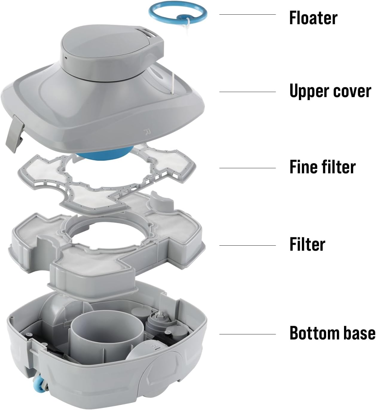 Compact Cordless Robotic Pool Cleaner – Pool Vacuum, Lightweight, Dual Filter System, 45 Mins Run Time, Fast 2-Hr Charging, Ideal for Above Ground Pools & In-Ground Pools Up to 550 Sq.ft