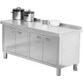 WWK 59' x 21' Stainless Steel Prep Table with Cabinet, Commercial Kitchen Table for Prep & Work, Heavy Duty Work Table with 4 Doors for Kitchen, Restaurant, Hotel, Garage and Cafe