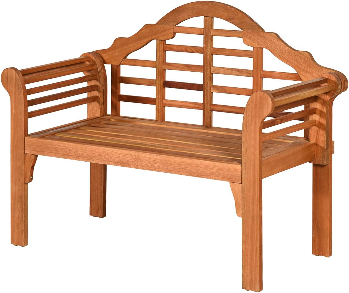 Tangkula Folding Outdoor Eucalyptus Wood Bench, 49' Large Foldable Solid Wood Garden Park Bench, 2-Person Loveseat Chair for Entryway, Deck, Porch, Poolside & Balcony
