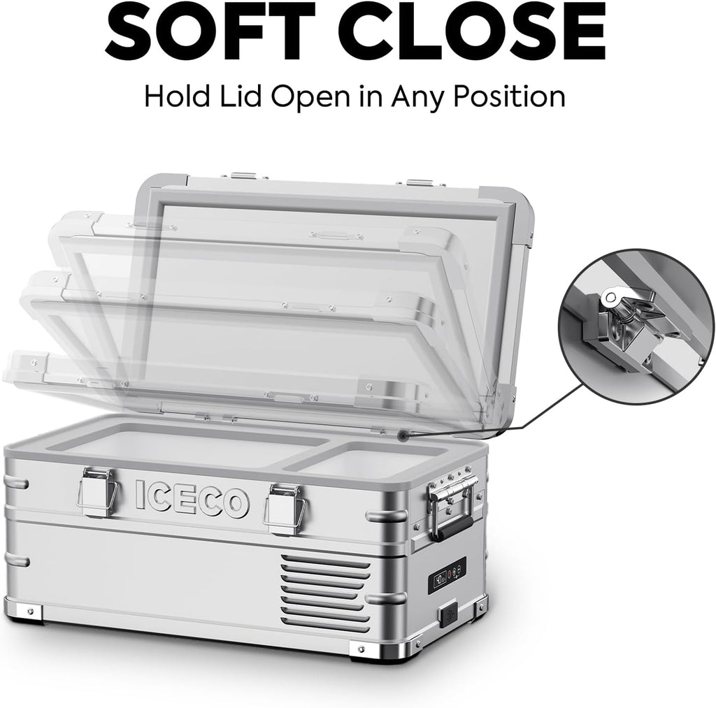 ICECO APL20 Portable Freezer, 21Qt 12V Car Refrigerator with SECOP Nano Compressor, Light Duty Aluminum, APP Control -4℉~68℉, Freezer Fridge for Car/RV/Truck/Outdoor, AC&DC|With Magnetic Battery+Cover