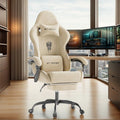 Soontrans Velvet Fabric Gaming Chairs with Footrest, Ergonomic Video Gamer Chair for Adult, Reclining Office Computer Desk Game Chairs with Massage Lumbar Cushion,Headrest