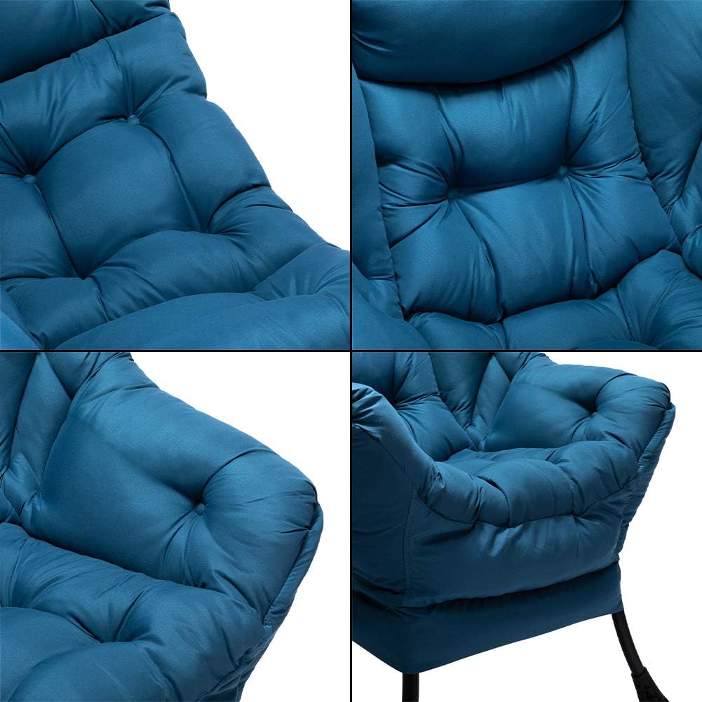 HollyHOME Lazy Chair with Armrest and Side Pocket, Comfy Accent Lounge Chair,Leisure Sofa Armchair for Living Room, Bedroom, Dorm, or Small Spaces, Oversized Reading Sofa Chair,Navy Blue