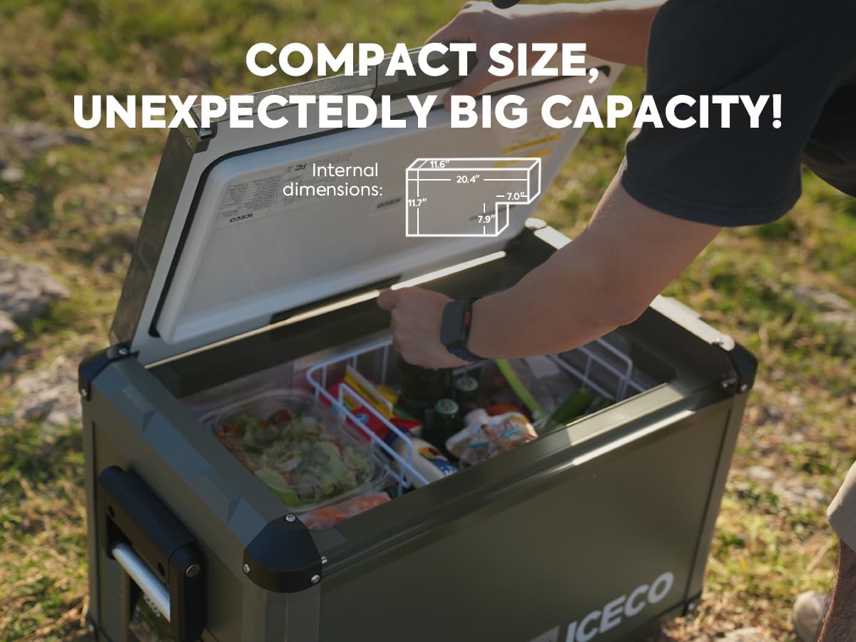 ICECO VL35 ProS 12V Refrigerator, Portable Fridge Freezer with SECOP Compressor, 35L Car Fridge Powered by AC/DC, 0℉-50℉, Electric Cooler for Car, Camping, Home, Travel [Olive Green Edition]