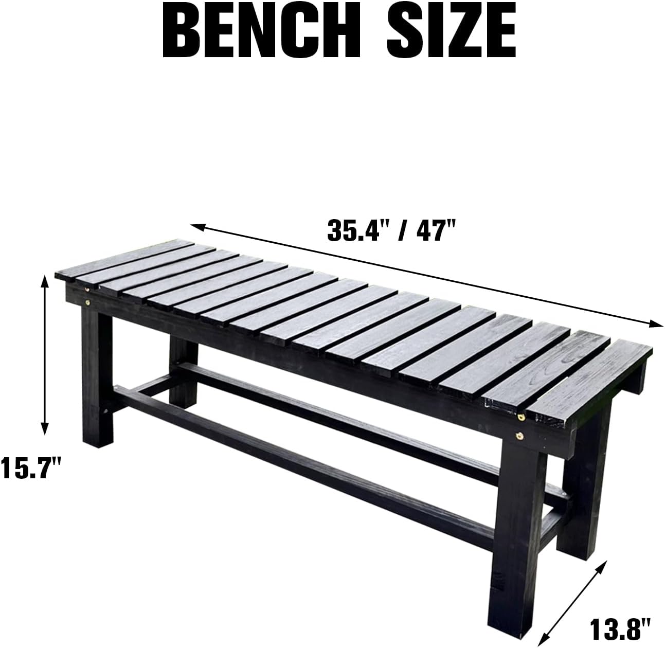 47.2'' Outdoor Garden Benches Weatherproof Patio Bench Two-Person Seat Backless Bench Wood Bench with Slatted High Temperature Bench for Front Porch Backyard (Upgraded to Prevent Fading)