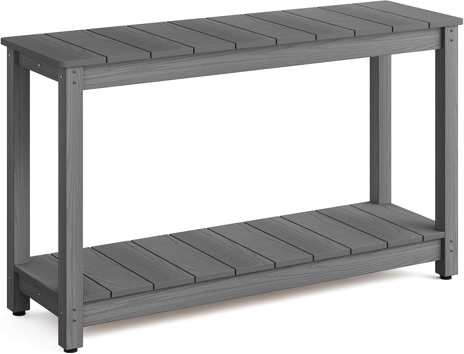Stoog All-Weather Console Table, 2-Tier Patio Console Table Outdoor with Storage, Low Maintenance, and Never Fade or Rot, Grey