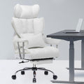 Efomao Big and Tall Office Chair, 400lbs Heavy Duty High Back Executive Chair with 23.6' Extra Wide Seat, PU Leather Desk Chair with Footrest and Padded Armrests, White
