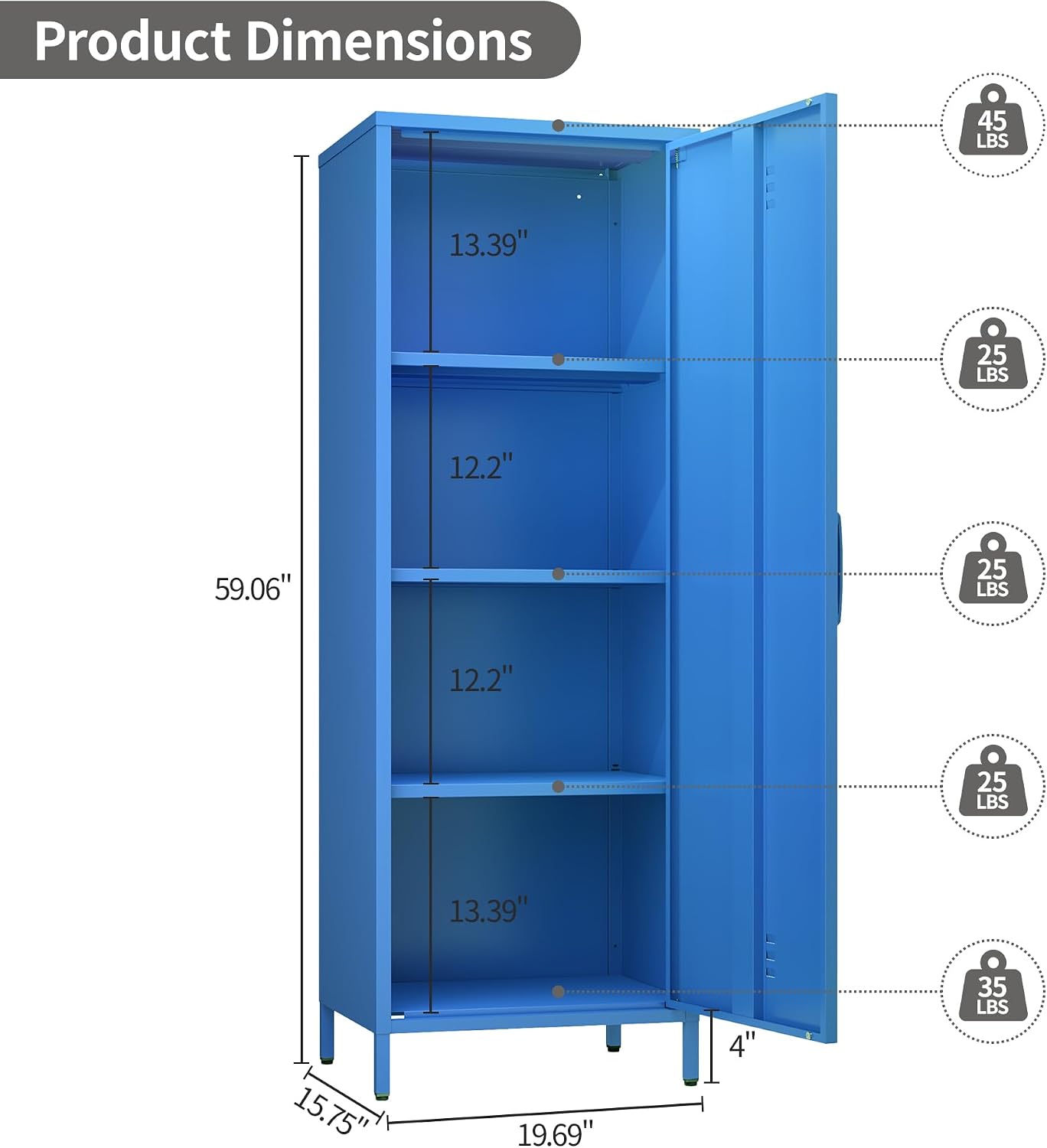 Metal Locker Storage Cabinets Kids Lockable Single File Storage Cabinet with Digital Lock Locker for School Gym Pantry Kitchen (Navy)
