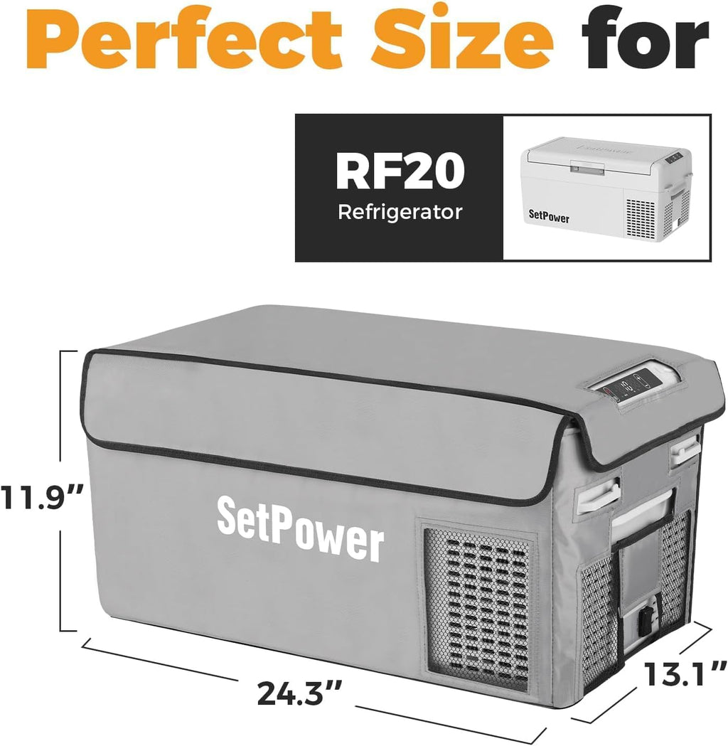 Setpower RF20 12 Volt Car Refrigerator With APP Control & Cover,21QT Dual Zone 12V Fridge Freezer,Portable Electric Coolers for Car,Camping,Vehicles,RV,SUV,Travel