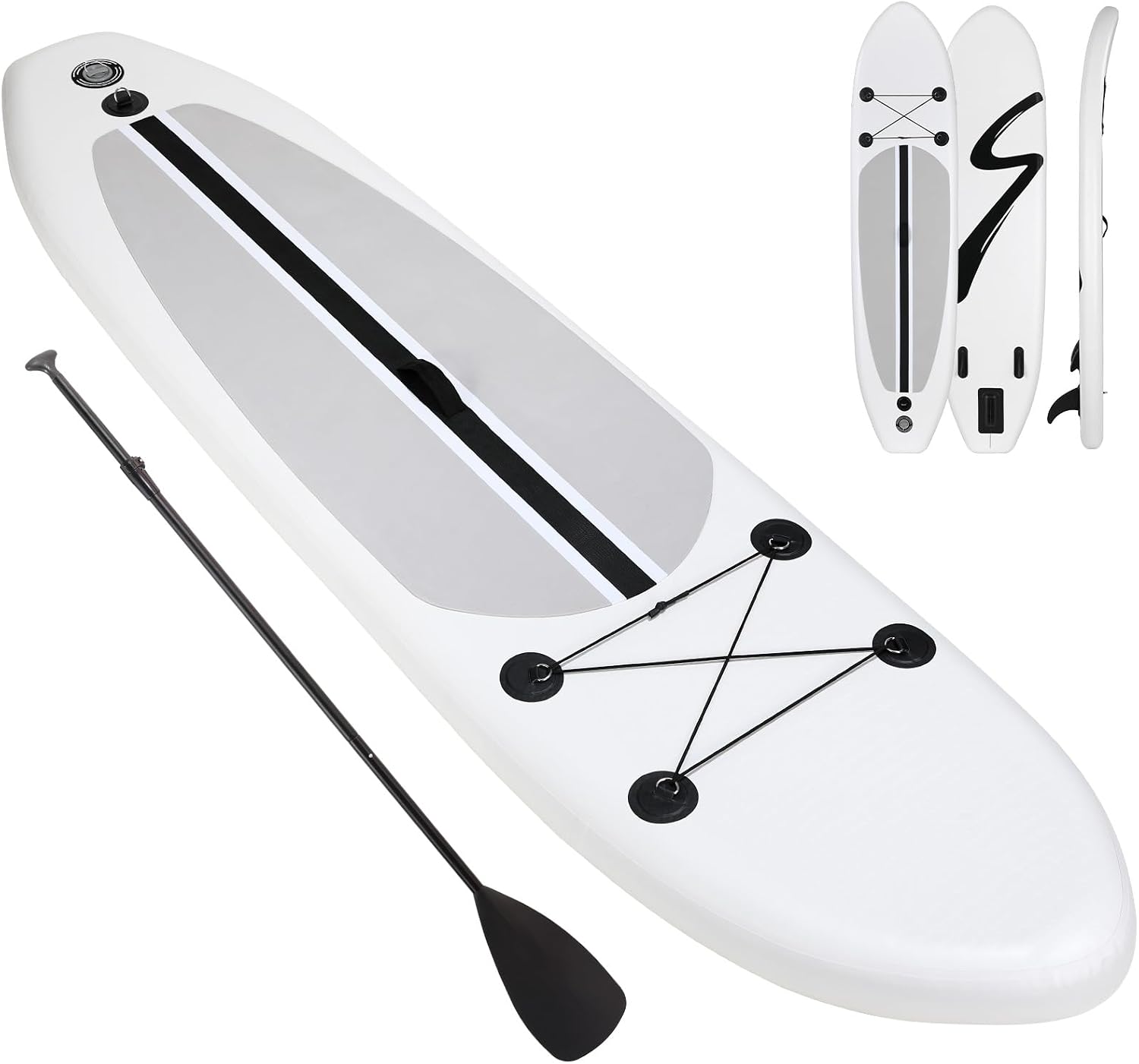 Clevich 12FT Stand Up Paddle Board, Inflatable Paddleboard with SUP Accessories & Carry Bag, Paddle, Hand Pump, Non-Slip Deck, Repair Kit,Leash, 400LBS