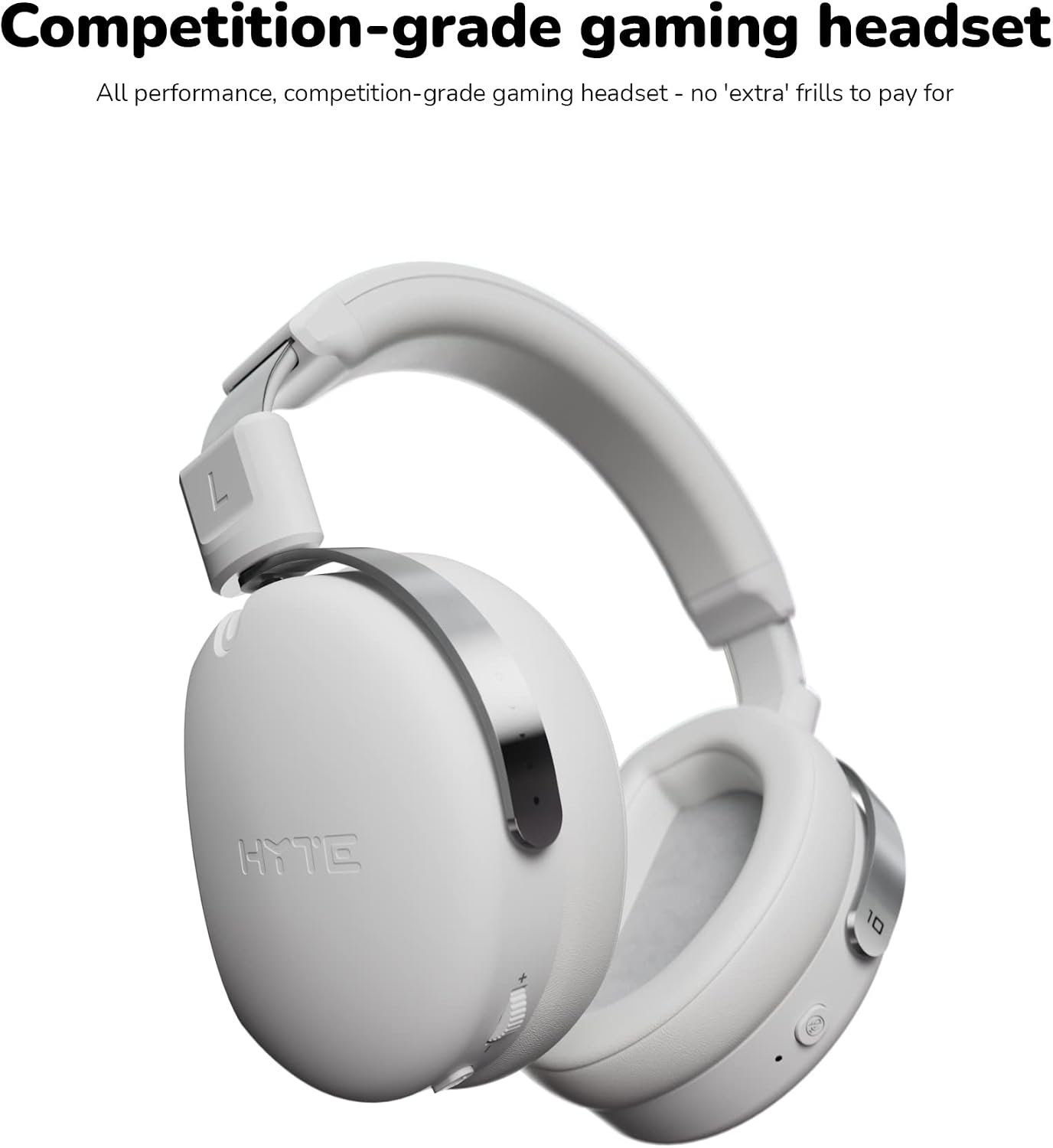 Hyte Eclipse HG10 Wireless Gaming Headset, 2.4 GHz Wireless Performance, USB-C, Detachable Mic, 30 Hour Battery, for PC, PS4, PS5, Switch Grey