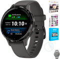 Garmin 010-02785-00 Venu 3S Health Fitness GPS Smartwatch Steel Bezel with Pebble Gray Case 41mm | Official USA Partner Model | Bundle with Deco Screen Protector, Fitness & Wellness Suite
