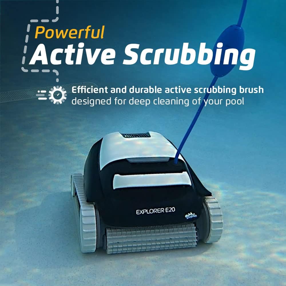 Dolphin (2026 Model) Explorer E20 Automatic Robotic Pool Vacuum Cleaner, Wall Climbing, Active Scrubber Brush