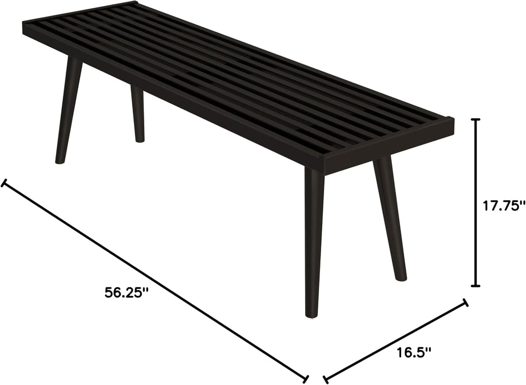 Plank+Beam Mid-Century Modern Entryway Bench, Black