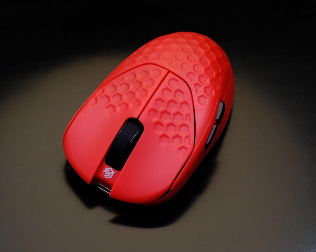 GWolves HTR Lightweight Wireless Fingertip Grip Gaming Mouse,~28Gram,8K-Report,Low Latency,PAW3395 26,000CPI,Nrf52840 CPU,6 Programmable Btns,On-Board Memory,PC/Mac and Laptop (No-Honeycomb, Red)