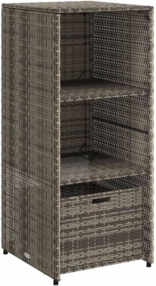 vidaXL Garden Storage Cabinet Grey PE Rattan Medium Durable