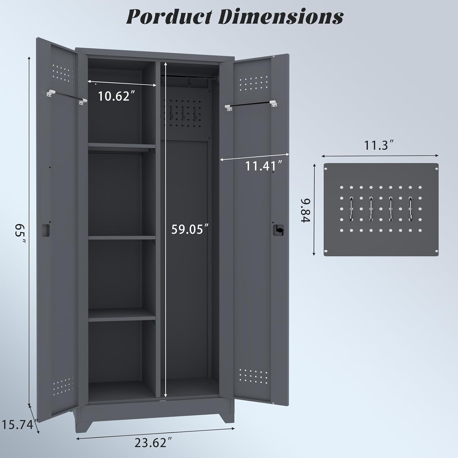 IRONFFICE Storage Cabinet,Metal Locking Cabinets with Doors and Shelves,Functional Garage Storage Cabinet for Garage, Home Office,Gray