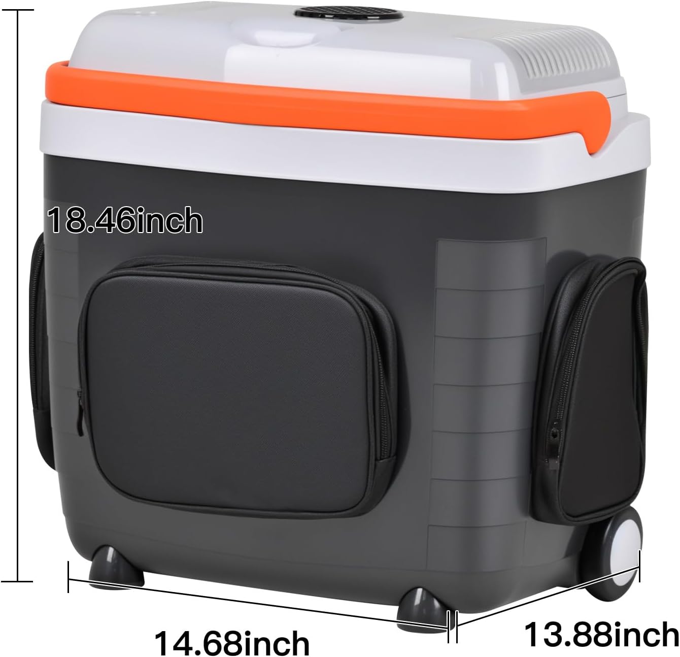 ADVWIN 32 Qt (30L) Electric Car Cooler & Warmer with Ice Pack Divider, Pockets, Removable Lid, Locking Handle, Wheels, Thermoelectric Cooler for Travel Camping Vehicles Truck Home, 12V DC & 120V AC