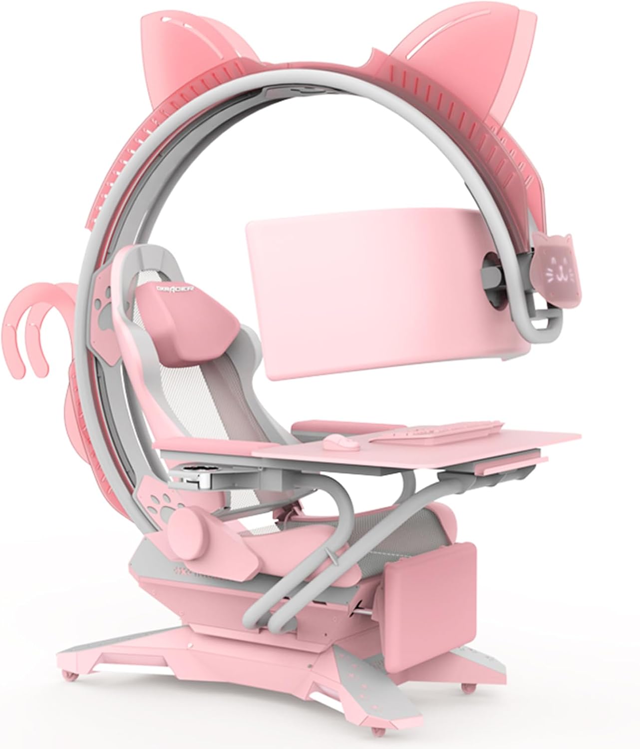 Pink Computer Workstation, Girl's Seat Gaming Cockpit, All-in-One E-Sports Space Capsule Computer Chair/Gaming Chair, Gift for Girls