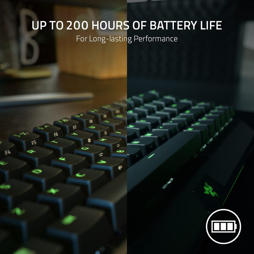 Razer BlackWidow V3 Mini HyperSpeed 65% Wireless Mechanical Gaming Keyboard: Green Mechanical Switches Tactile & Clicky - Doubleshot ABS Keycaps - Chroma RGB - Up to 200 Hr Battery - Snap Tap