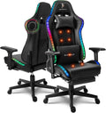 Gaming Chair with Bluetooth Speakers RGB Video Game Chairs with Full Massage PU Leather Ergonomic Pro Desk Chairs PC Racing Style Silla Gamer for Adults Teens,Black