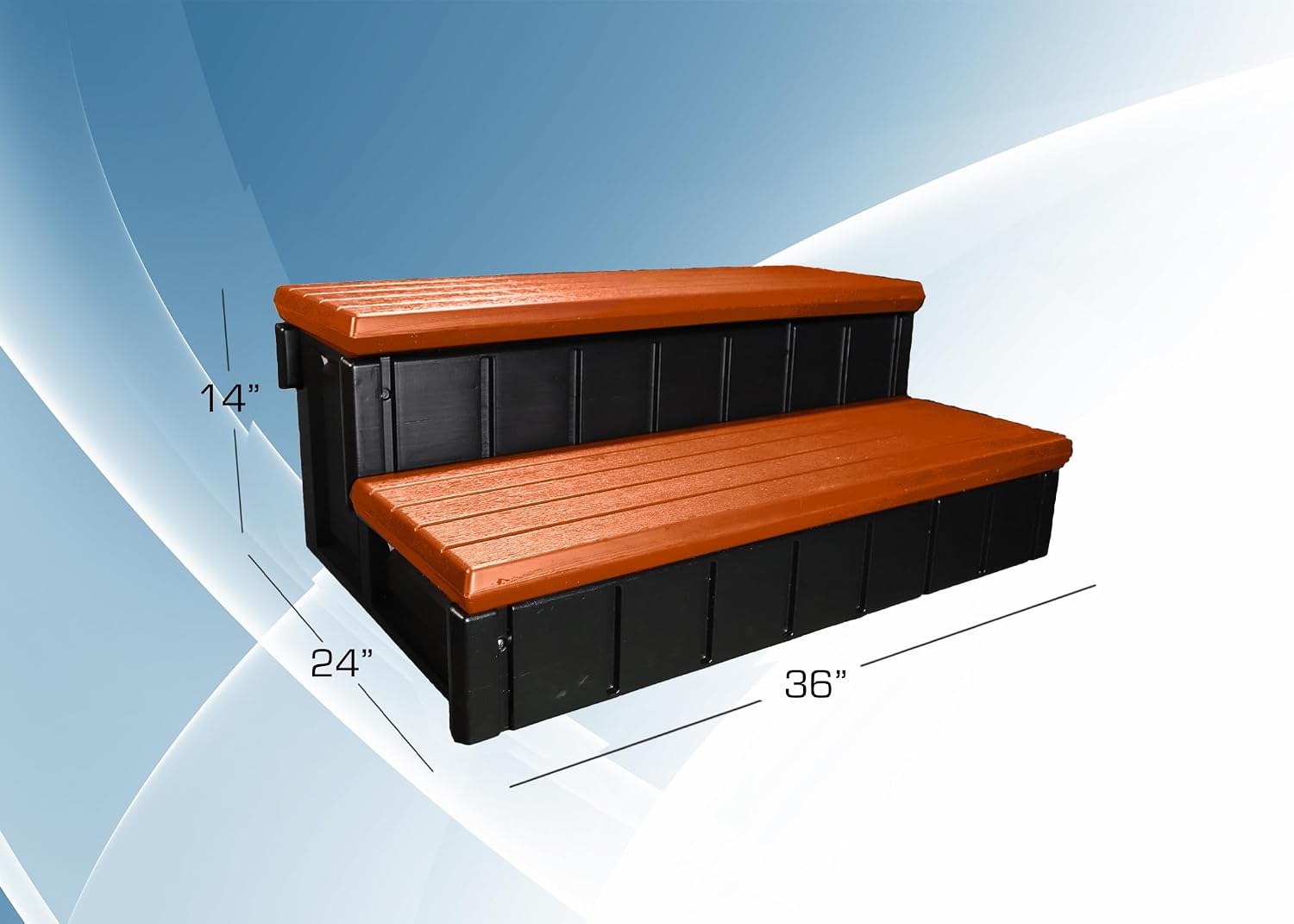 Confer Plastics Two Tier 36' Wide Storage Hot Tub Step: Durable, Multi-Functional, Non-Skid Spa Steps, Easy Installation, Sturdy, Long Lasting Upgrade to Your Space. Proudly Made in USA. - Redwood
