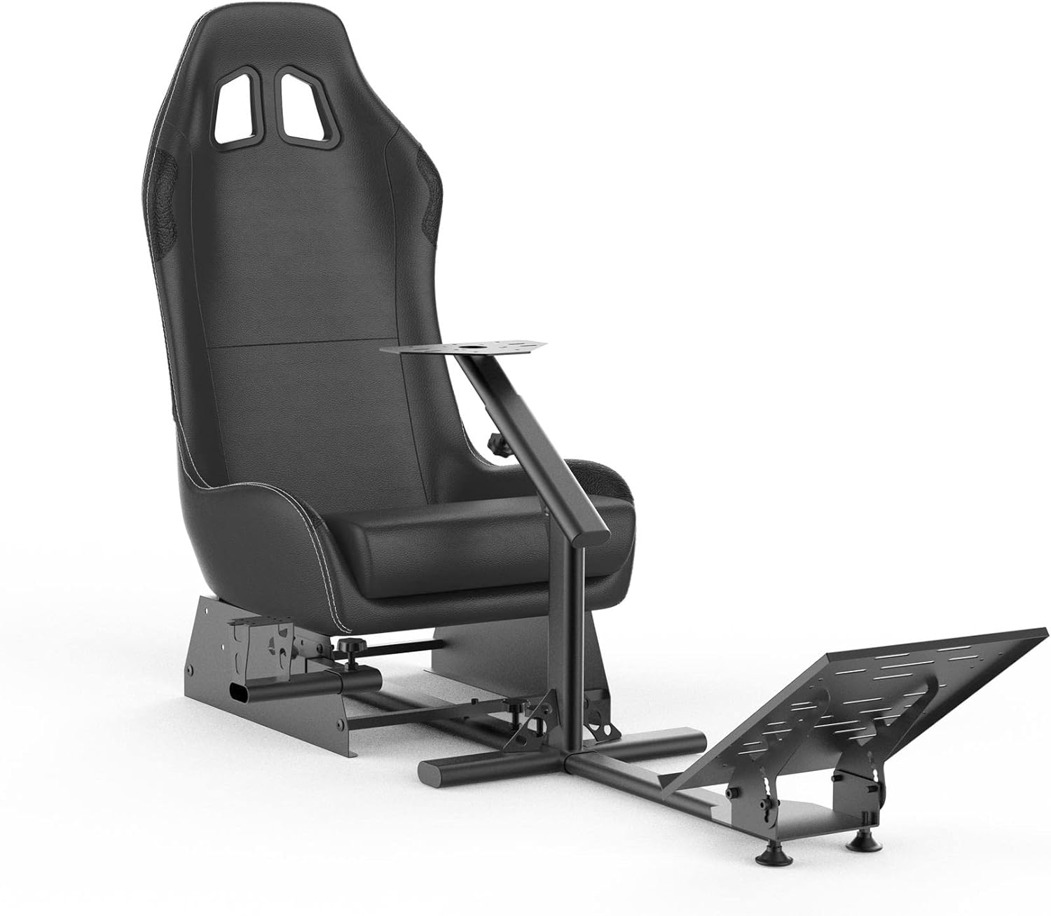 Sim Racing Cockpit with Seat | Compatible with G29 G920 G923 T248X T248 T300RS TX F458 T500RS| Easy to Install Racing Wheel Stand for PS5, Xbox, PC Gaming (Black/Black)